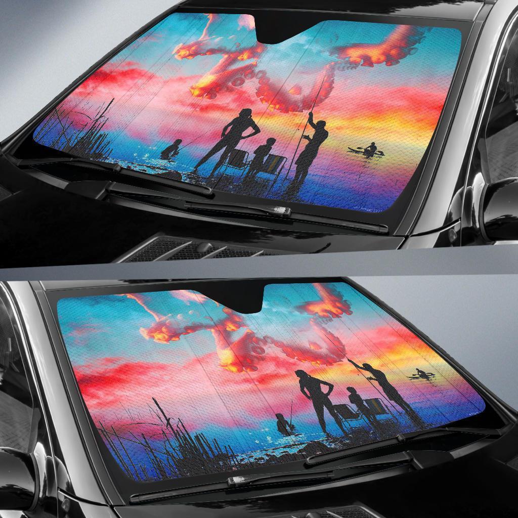 Family Life Silhouette Sunset Lake Car Sun Shade Gift Ideas 2022