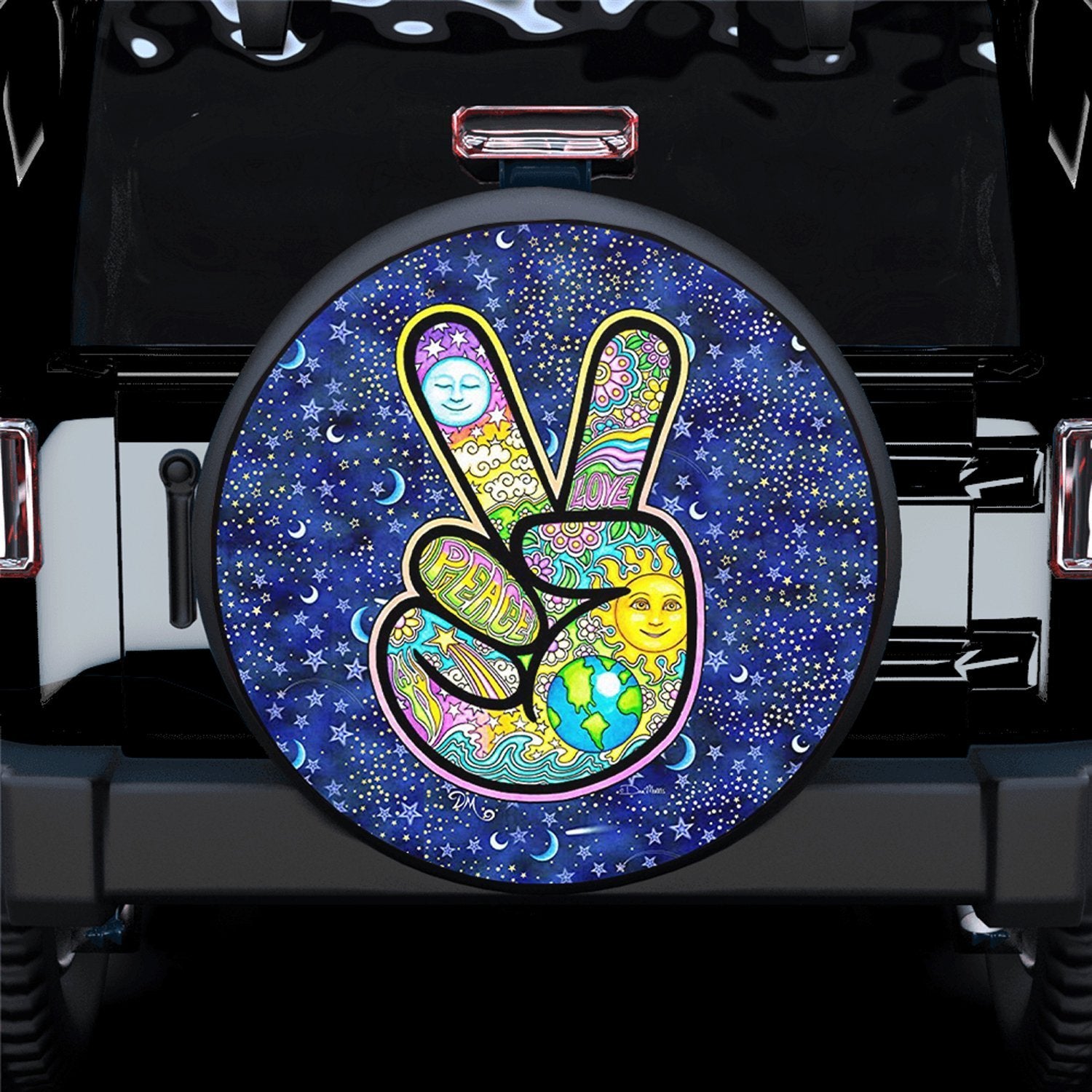 Finger Colorful Peace Sign Spare Tire Covers Gift For Campers