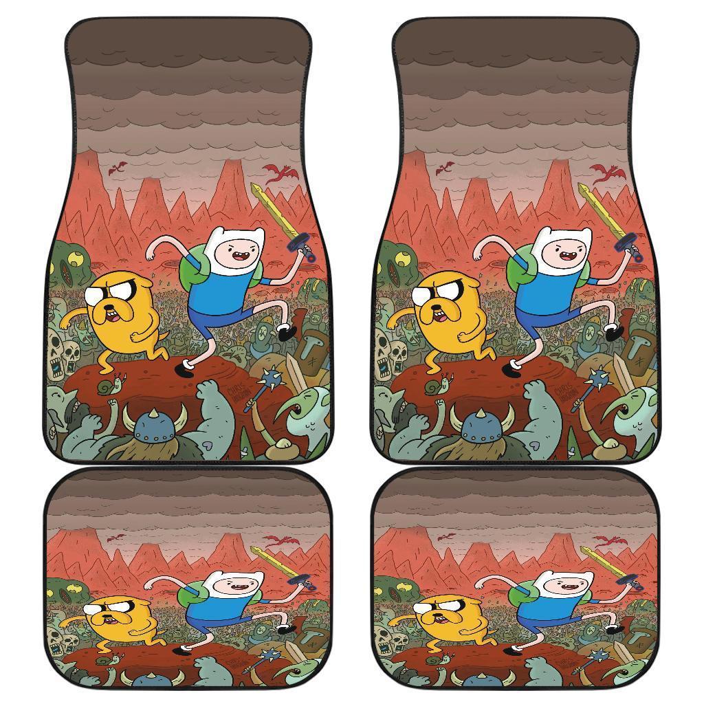 Finn & Jack Adventure Time Cartoon Fighting Car Floor Mats