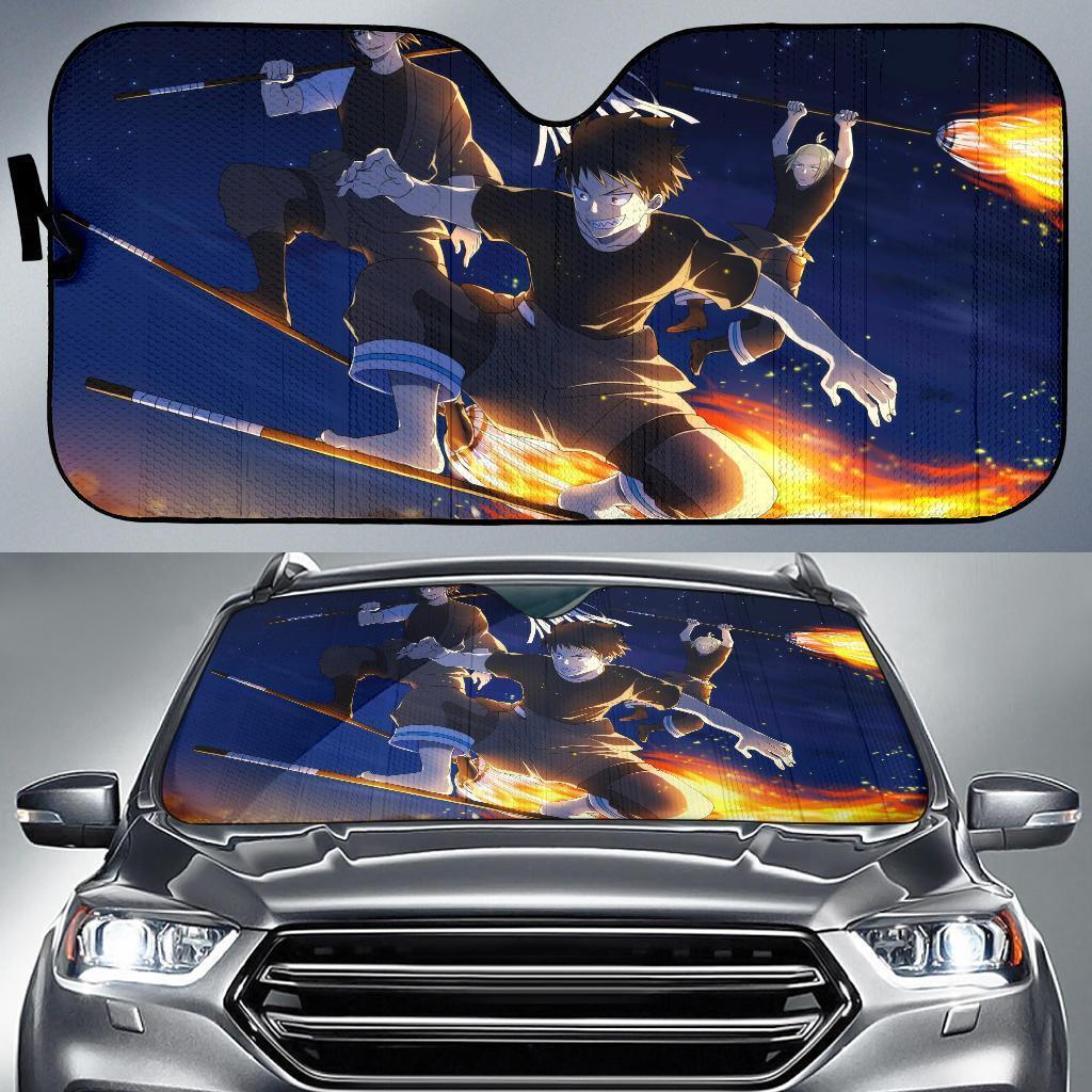 Fire Force Riding Fire Broom Anime Auto Sun Shades Amazing Best Gift Ideas 2022