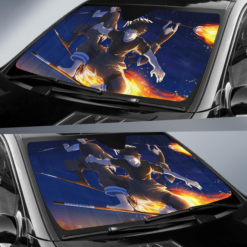 Fire Force Riding Fire Broom Anime Auto Sun Shades Amazing Best Gift Ideas 2022