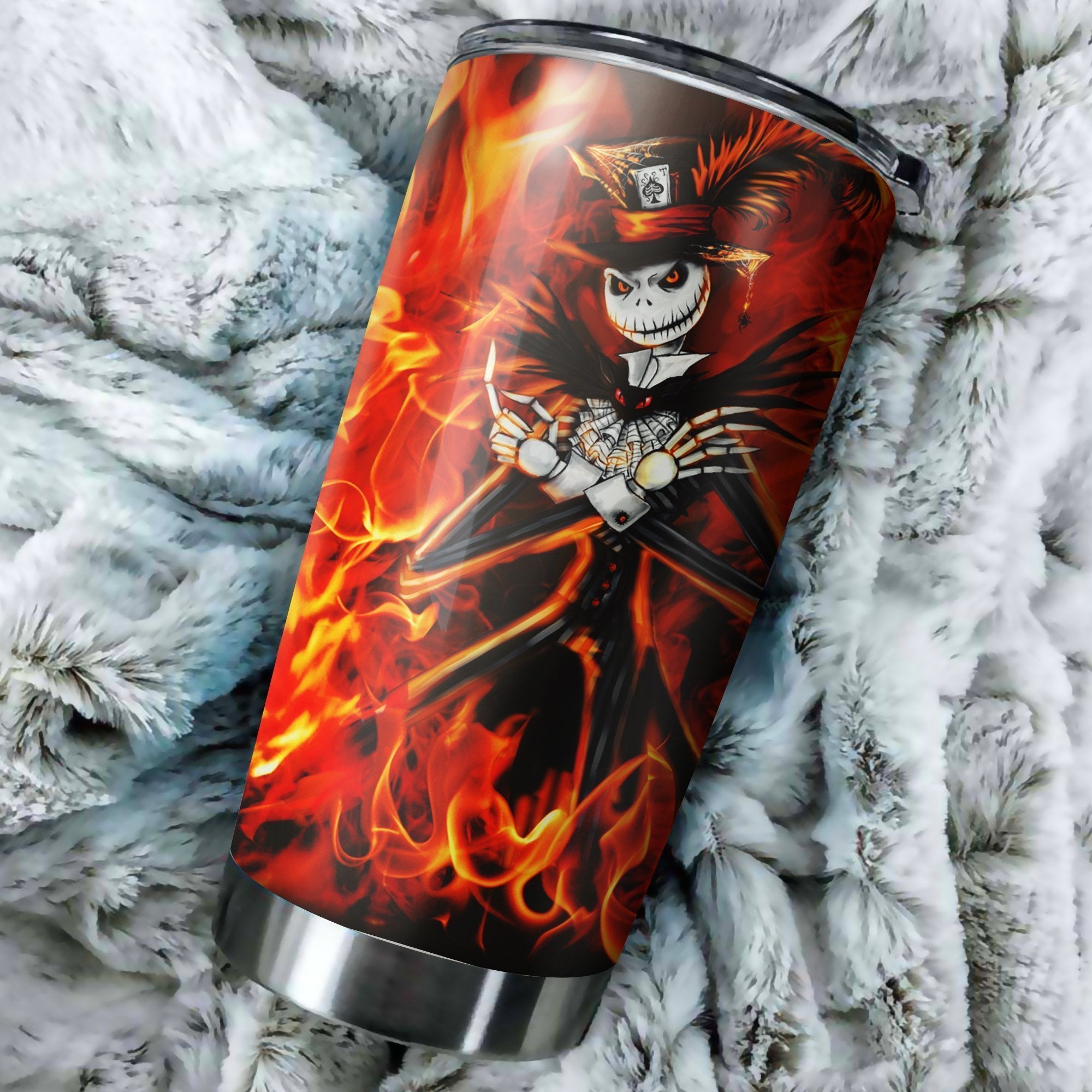 Fire Jack Skellington Nightmare Before Christmas Tumbler Perfect Birthday Best Gift Stainless Traveling Mugs 2021