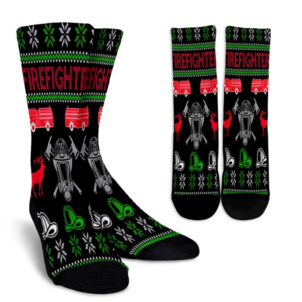 Firefighter Ugly Christmas Sweater Xmas Holiday Gift Noel Socks Perfect Christmas Gift