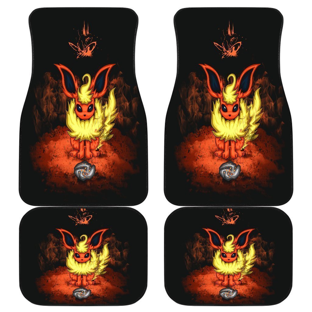 Flareon Pokemon In Black Theme Car Floor Mats