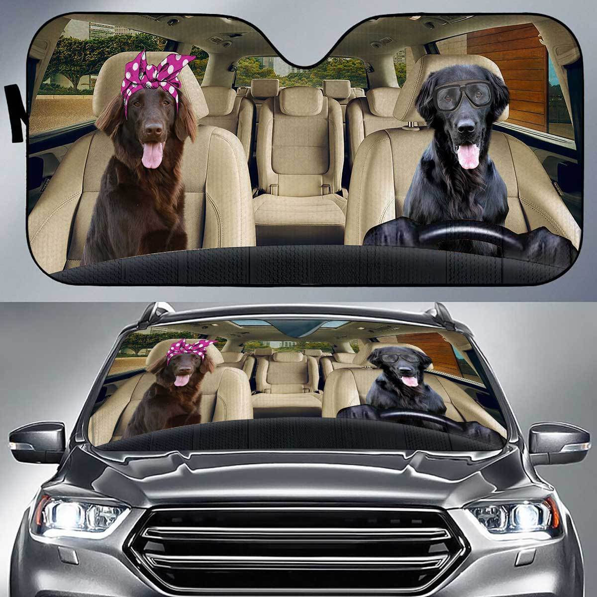 Flat Coated Retriever Driver Auto Sun Shade Gift Ideas 2021