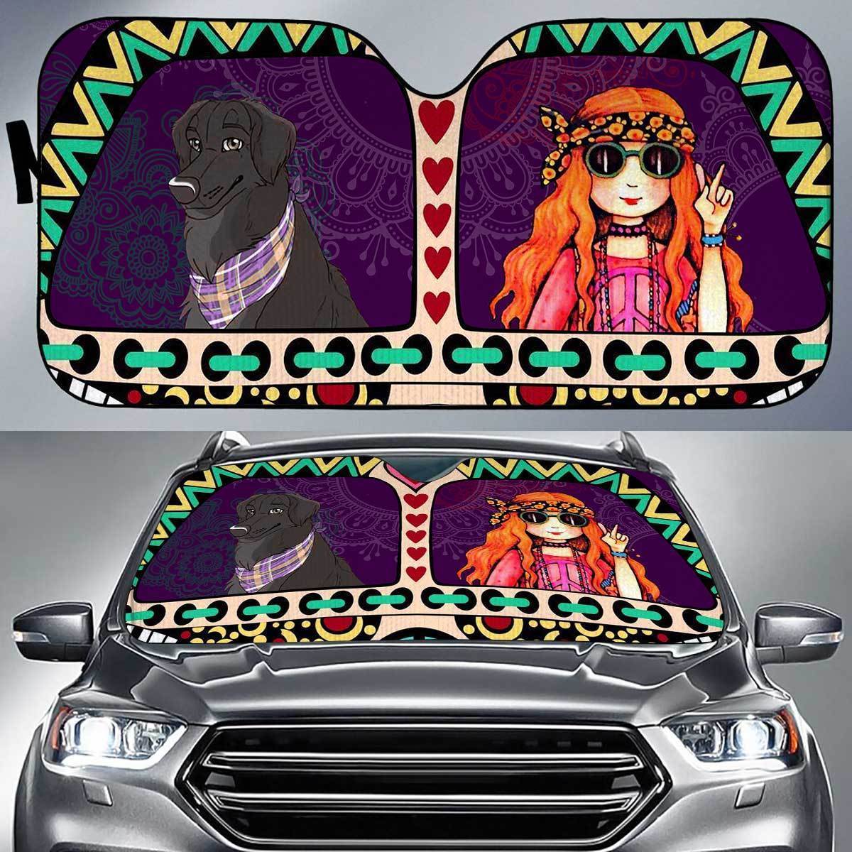 Flat Coated Retriever Peace Auto Sun Shade Gift Ideas 2021