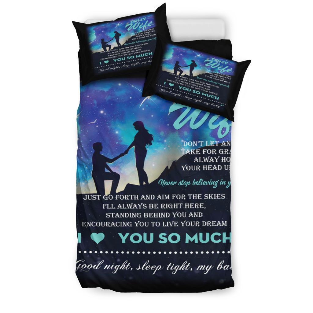 Fleece Blanket To My Wife I Love You So Much Bedding Duvet Cover And Pillowcase Set