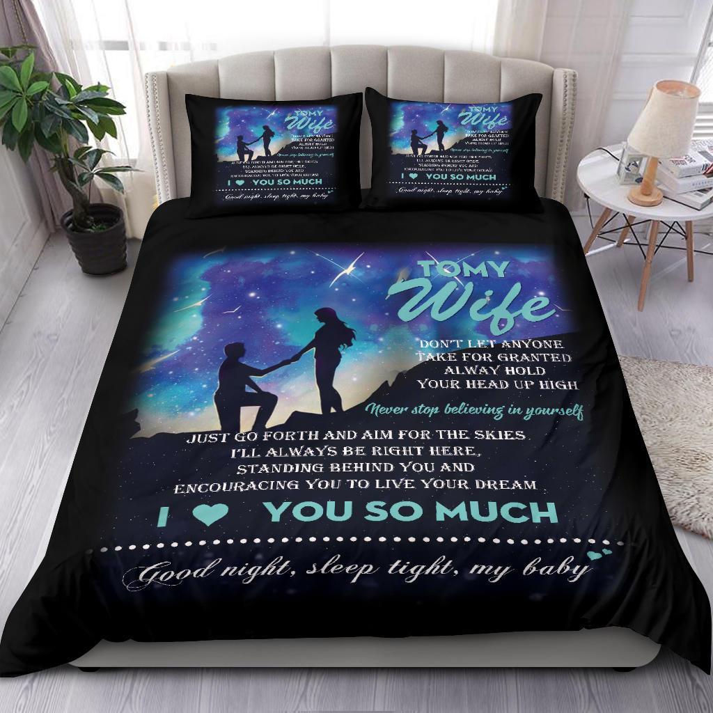 Fleece Blanket To My Wife I Love You So Much Bedding Duvet Cover And Pillowcase Set