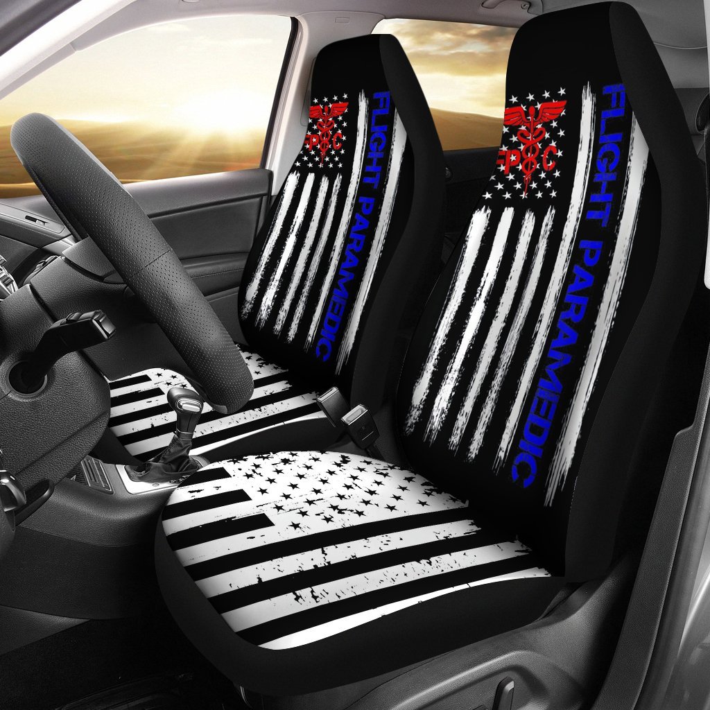 Flight Medic Ems Emt Nurse Paramedic Us American Flag Car Seat Covers