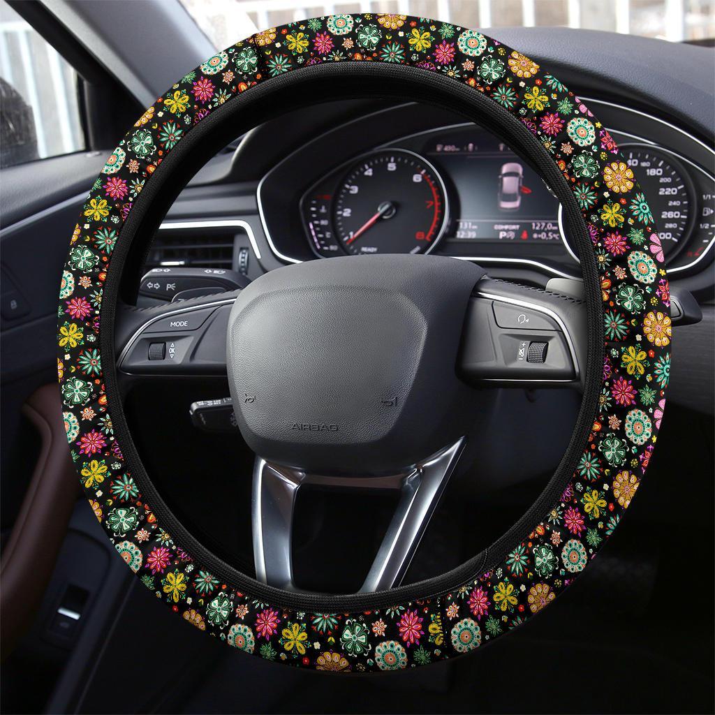 Flower Abstract Color Premium Car Steering Wheel Cover