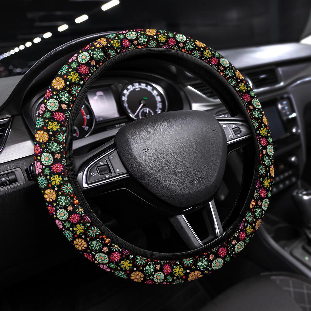 Flower Abstract Color Premium Car Steering Wheel Cover