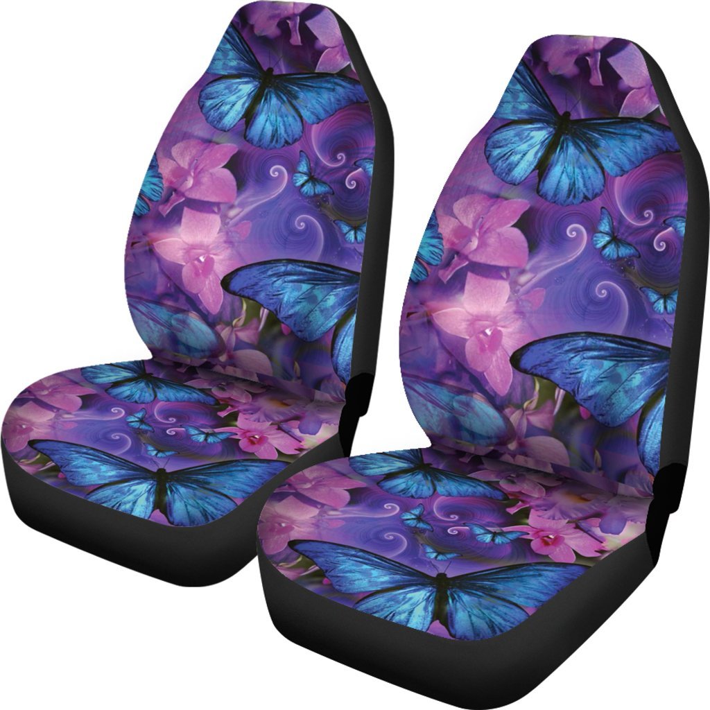 Flower And Blue Butterfly Car Seat Covers