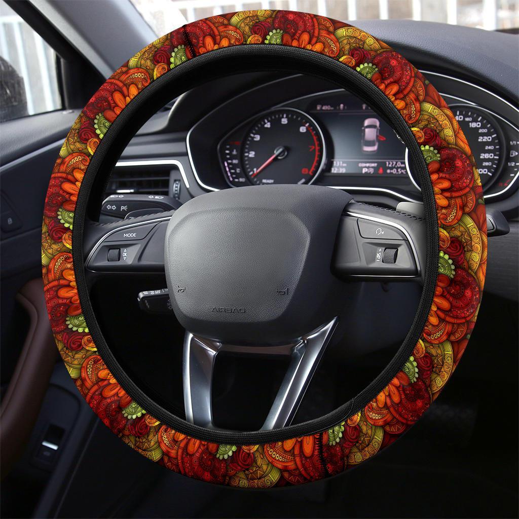 Flower Floral Retro Premium Car Steering Wheel Cover