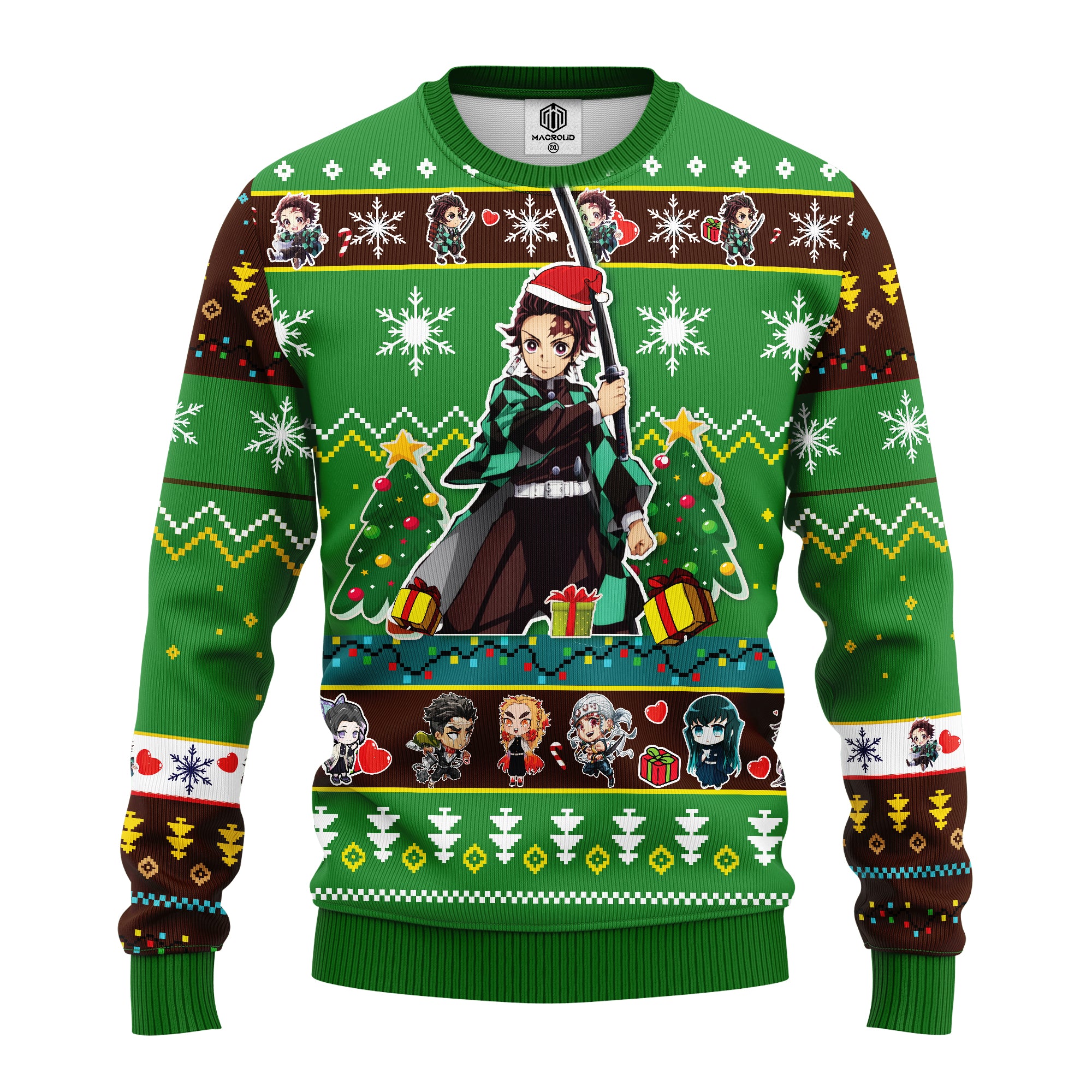 Tanjiro Kamado Demon Slayer Anime Ugly Christmas Sweater Green 1- Amazing Gift Idea Thanksgiving Gift