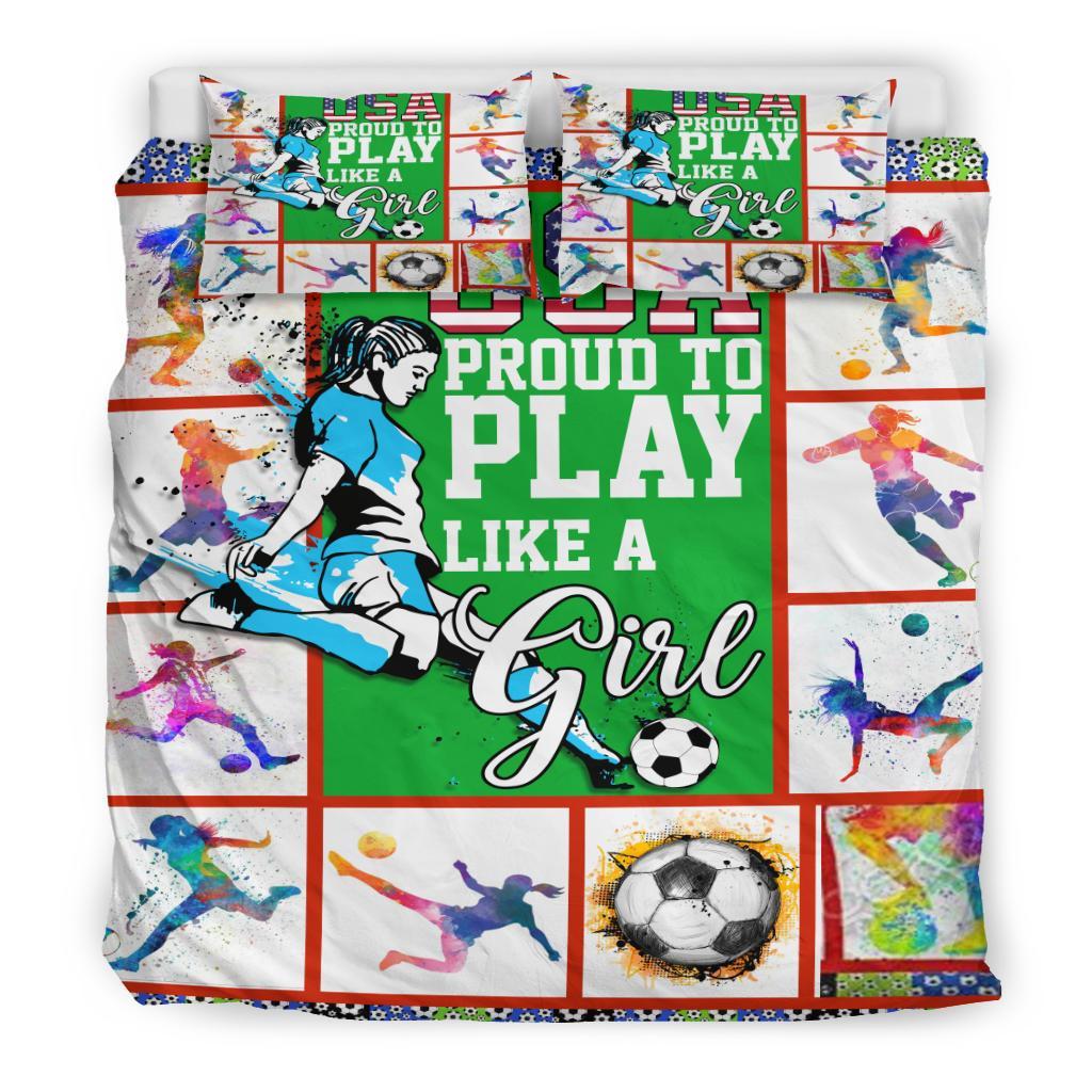 Football Soccer Women Quilt Bedding Duvet Cover And Pillowcase Set