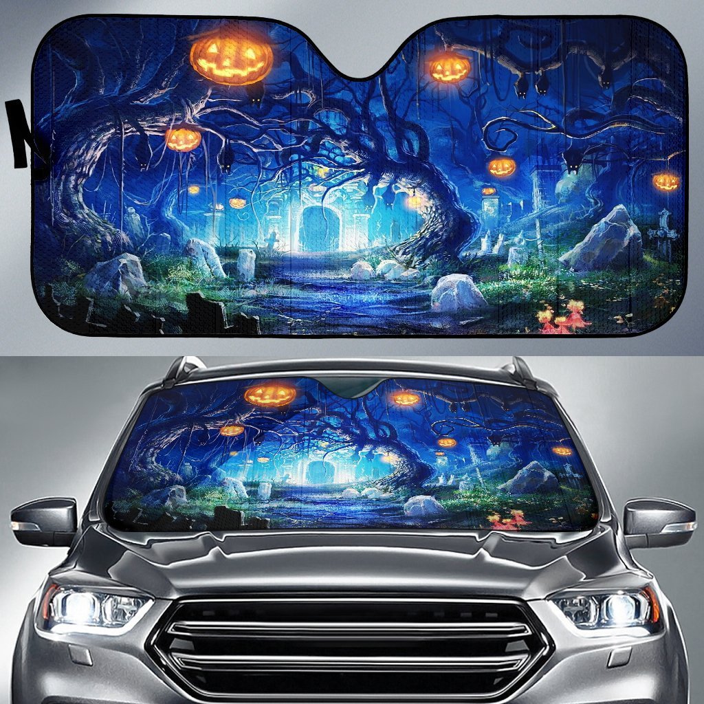 Forest With Jack O Lanterns Hanging On Trees Sun Shade Gift Ideas 2022