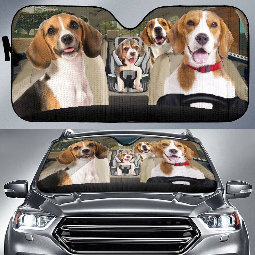 Four Beagles Family Car Windshield Auto Sunshade Amazing Best Gift Ideas 2022