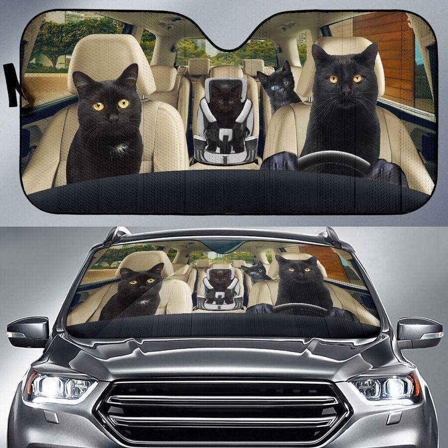 Four Black Cats Family Car Windshield Auto Sunshade Amazing Best Gift Ideas 2022