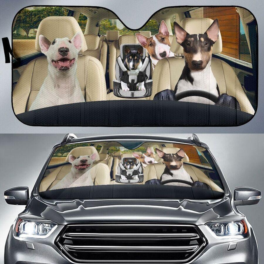 Four Bull Terriers Family Car Windshield Auto Sunshade Amazing Best Gift Ideas 2022