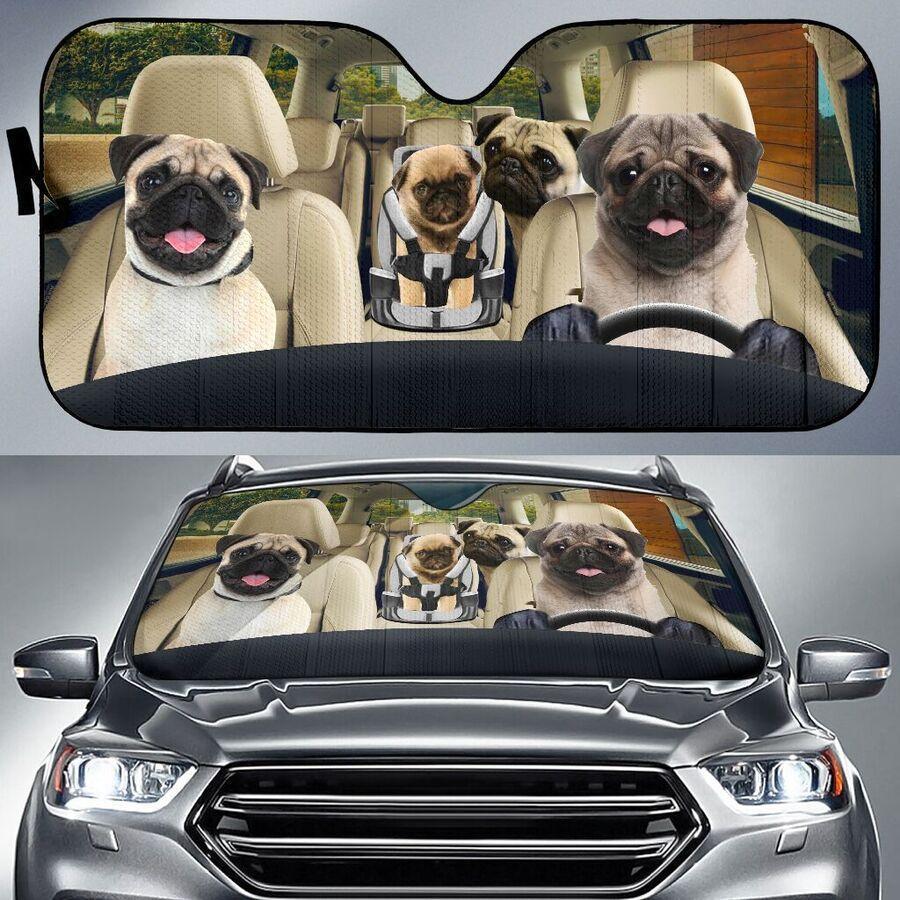 Four Pugs Family Car Windshield Auto Sunshade Amazing Best Gift Ideas 2022
