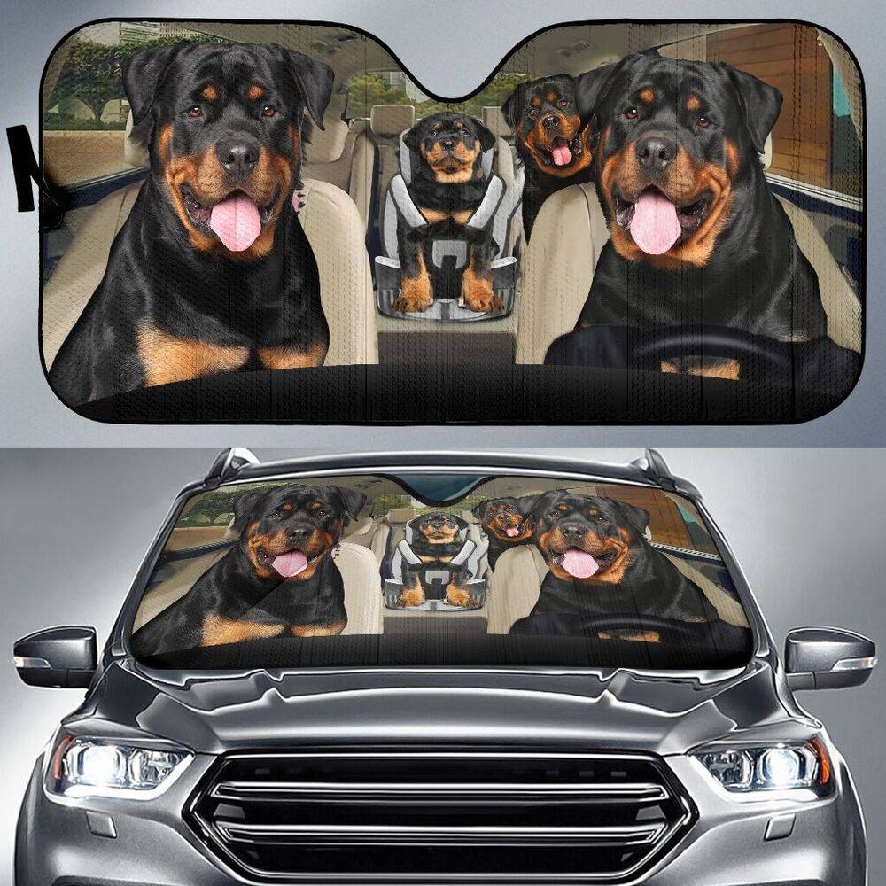 Four Rottweilers Family Car Windshield Auto Sunshade Amazing Best Gift Ideas 2022