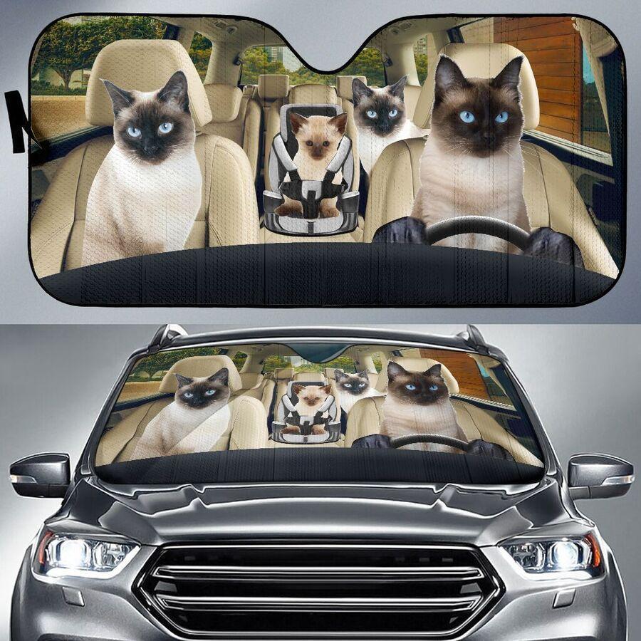 Four Siamese Cats Family Car Windshield Auto Sunshade Amazing Best Gift Ideas 2022