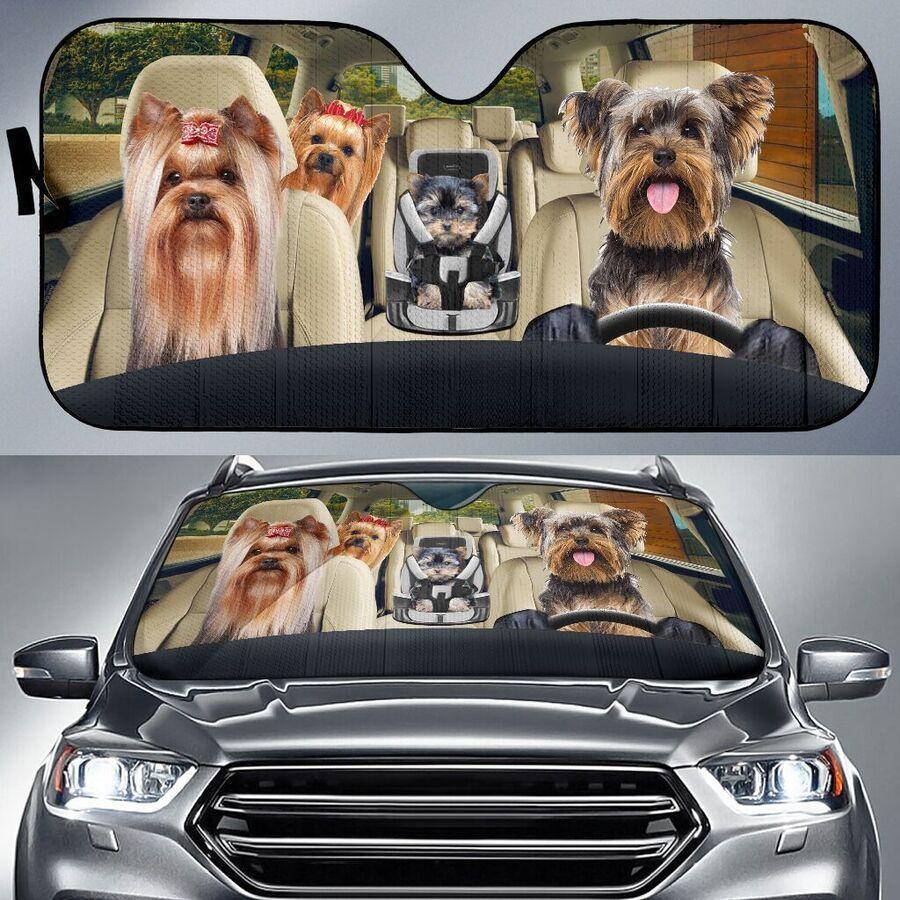 Four Yorkshire Terriers Family Car Windshield Auto Sunshade Amazing Best Gift Ideas 2022