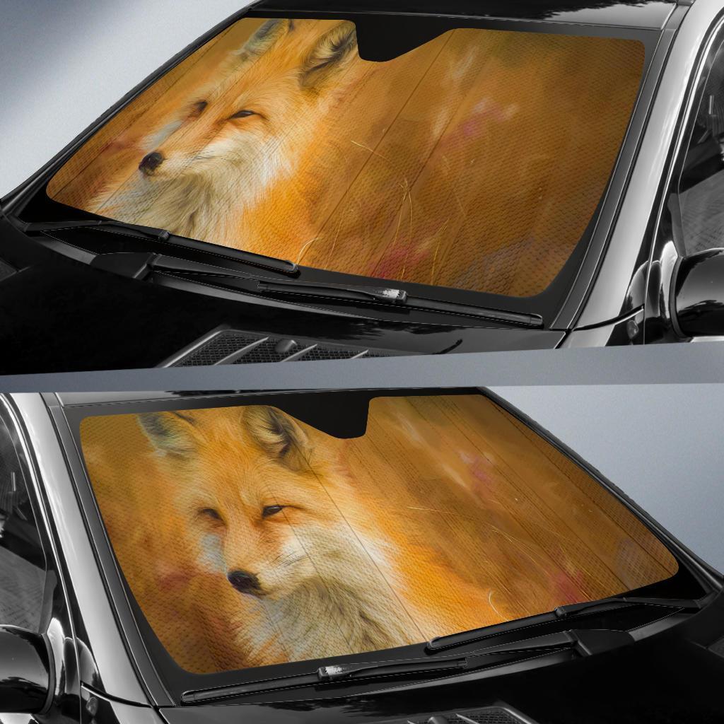 Fox Artwork Paint Hd 5K Car Sun Shade Gift Ideas 2022