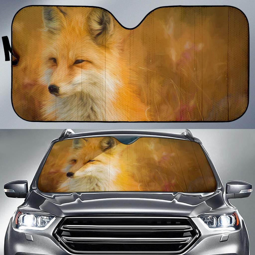Fox Artwork Paint Hd 5K Car Sun Shade Gift Ideas 2022