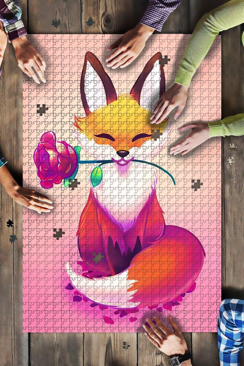 Fox-Cute-Rose-Jigsaw Puzzle Kids Toys