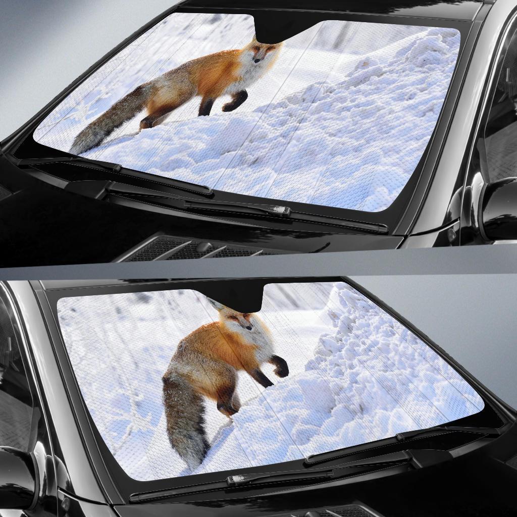 Fox Winter Snow Hd Car Sun Shade Gift Ideas 2021