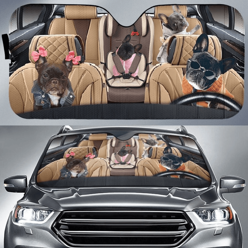 French Bulldog Big Family Car Sunshade Gift Ideas 2021