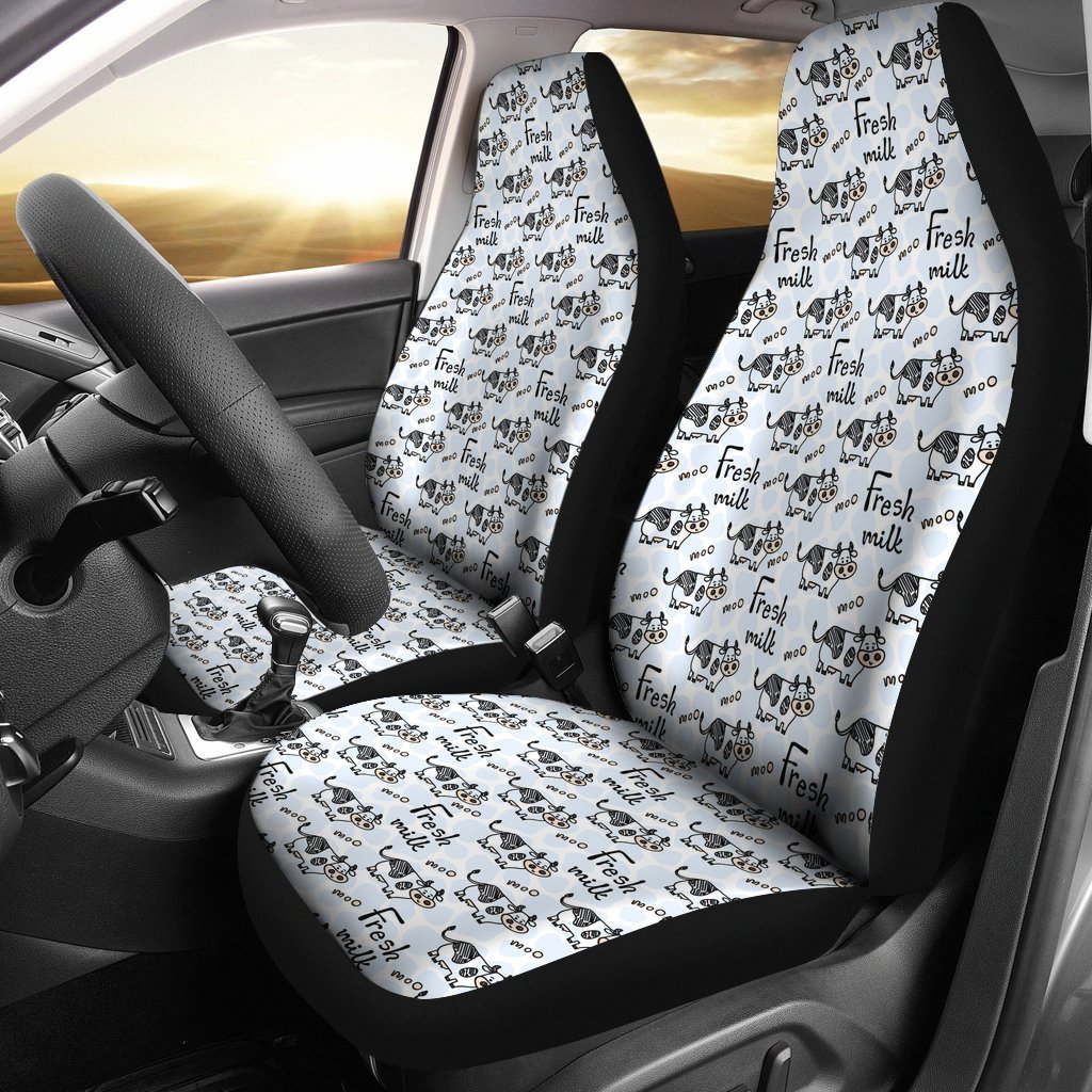 Fresh Milk Cow Print Car Seat