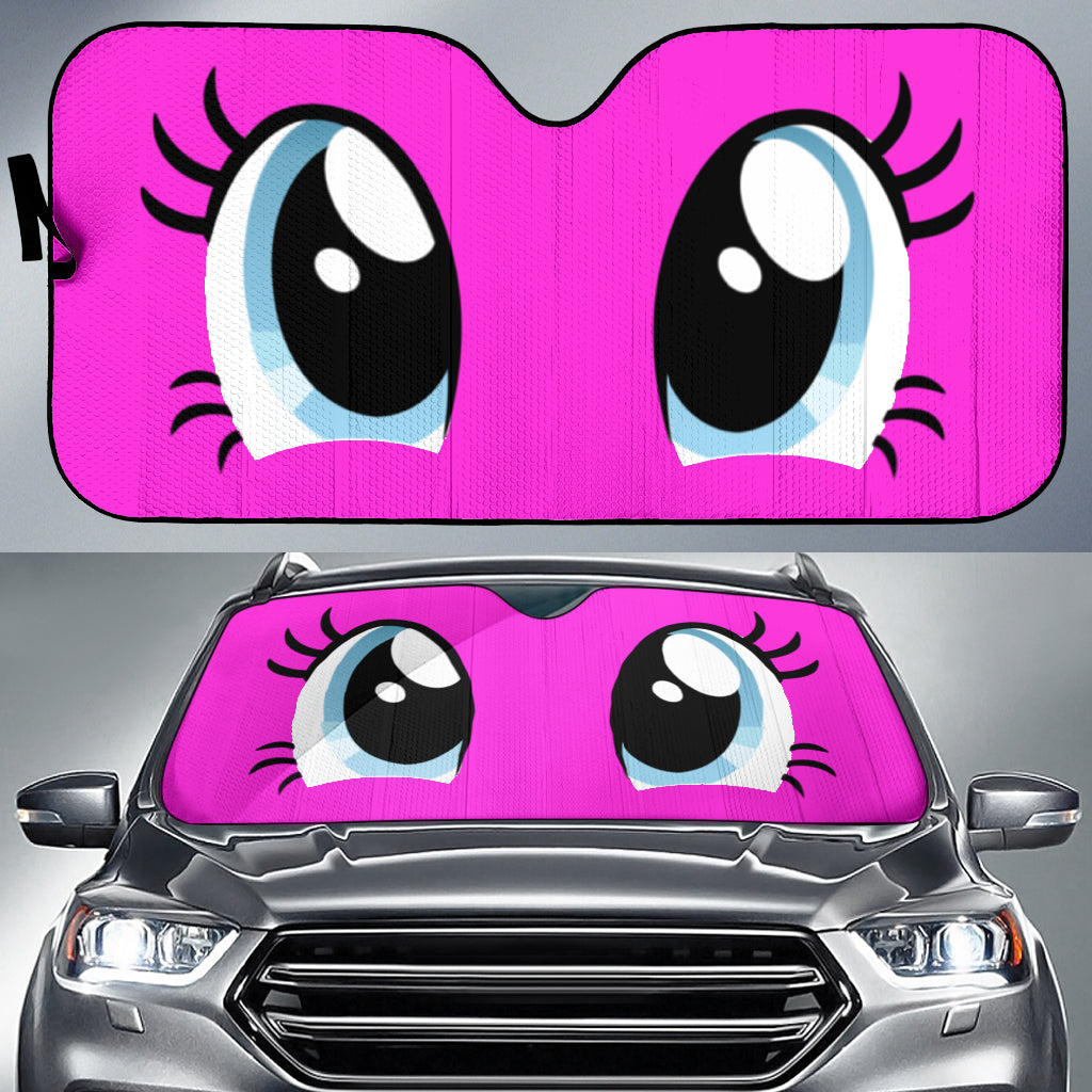 Cartoon Lady Eyes Pink Anime Car Auto Sun Shades Windshield Accessories Decor Gift