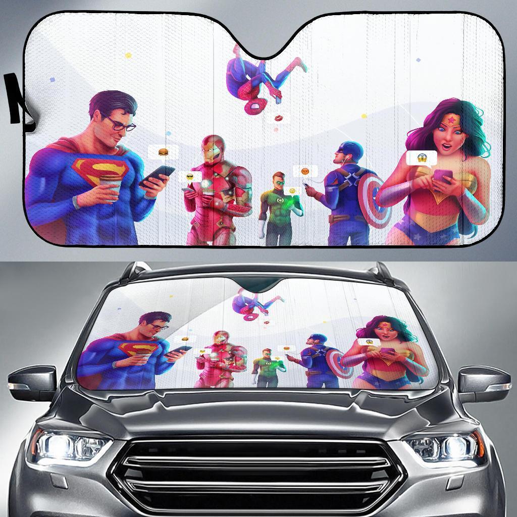 Super Heroes Chatting Car Sun Shades Amazing Best Gift Ideas 2022