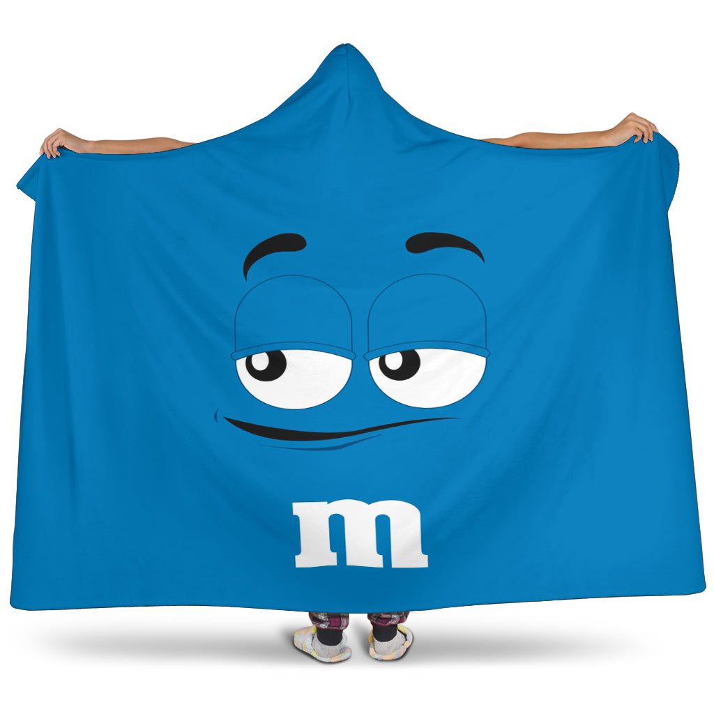 M&M Blue Chocolate Hooded Blanket