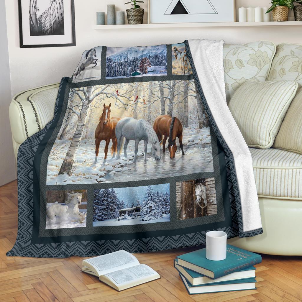 Winter Horses Premium Blanket