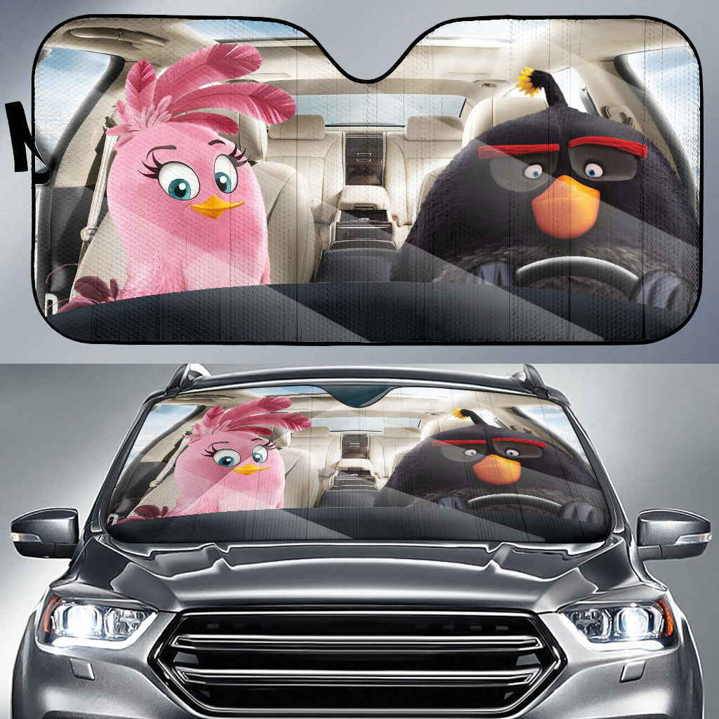 Angry Bird And Pink Angry Bird Auto Sun Shades