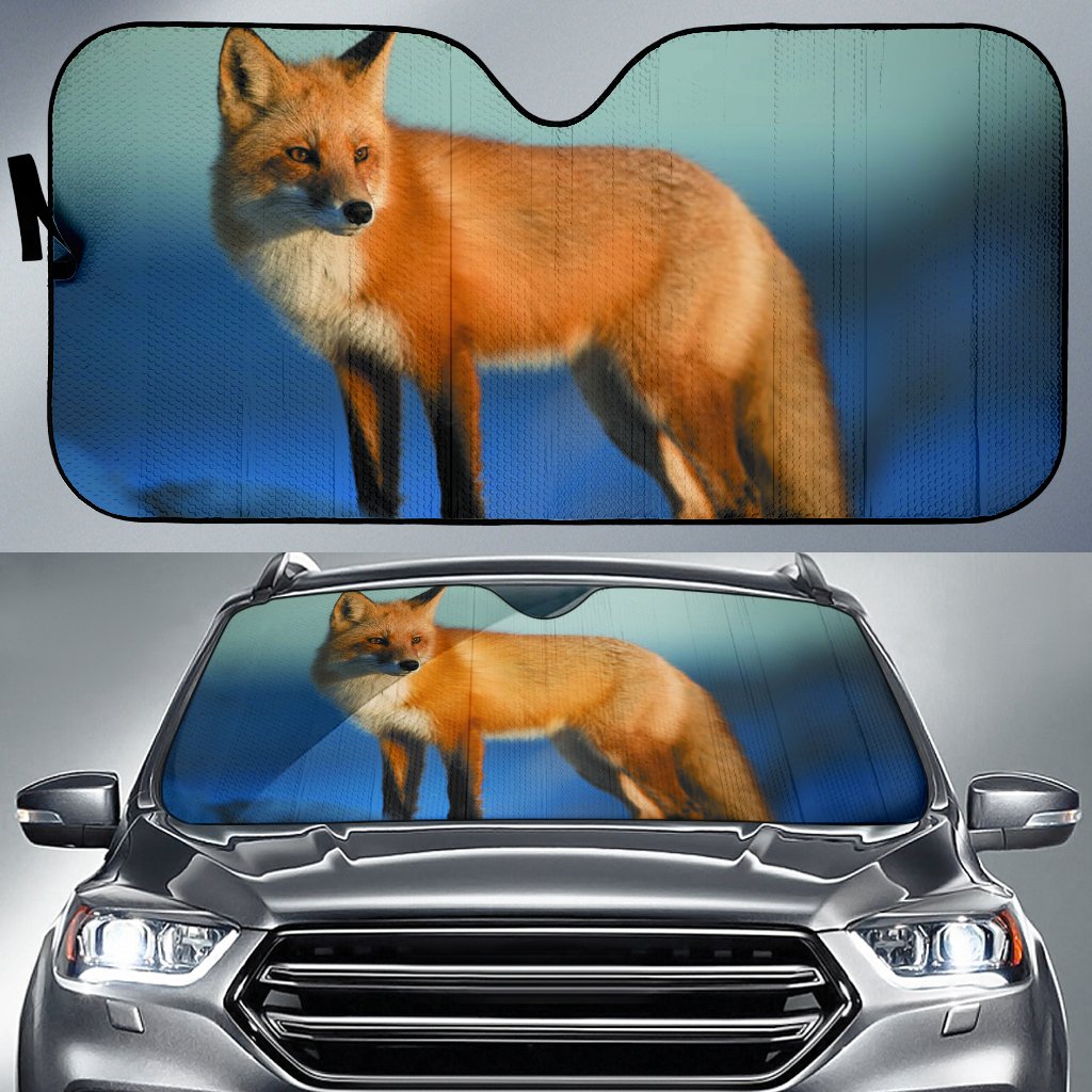 Snow Fox In Blue Theme Car Auto Sunshades Amazing Best Gift Ideas 2022
