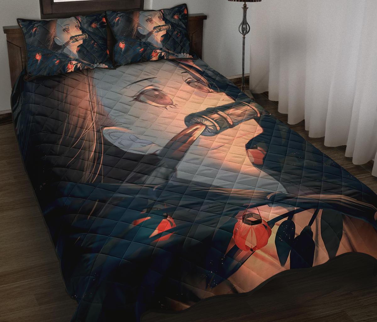 Nezuko Kamado Demon Slayer Anime Quilt Bed Set Pillow Case Amazing Decor Gift Ideas 4