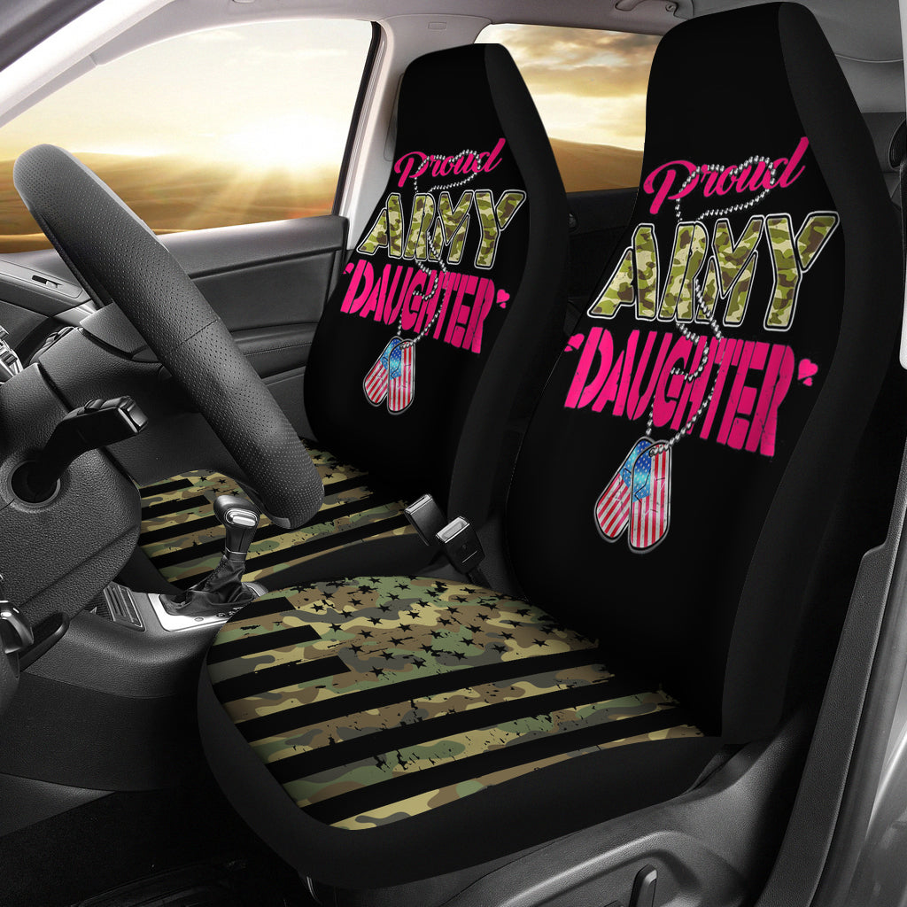 Proud Army Daughter Camo Us Flag Car Seat Covers