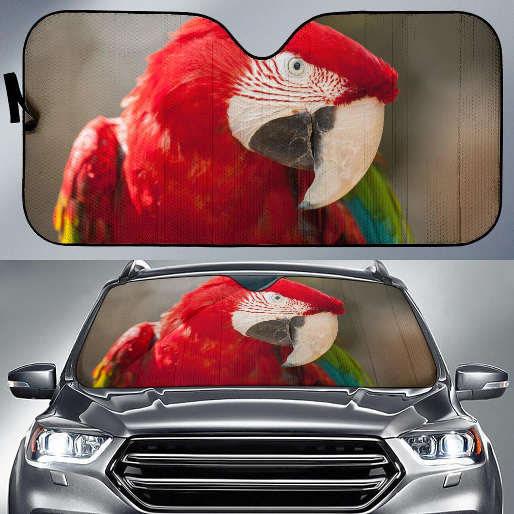 Red Green Macaw Parrot 4K Car Sun Shade Gift Ideas 2021