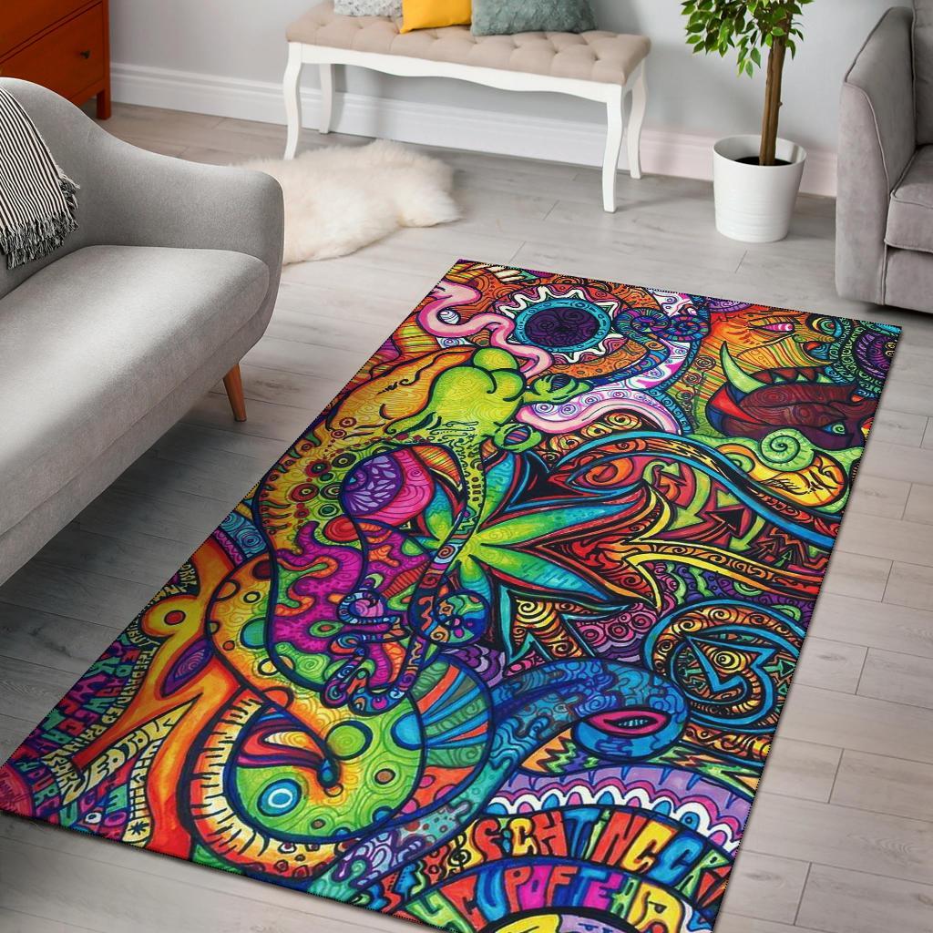 Trippy Psychedelic Colorful Area Rug Carpet