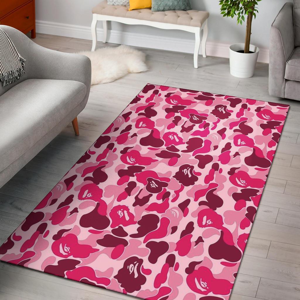 Bape Pink Camouflage Area Rug Carpet