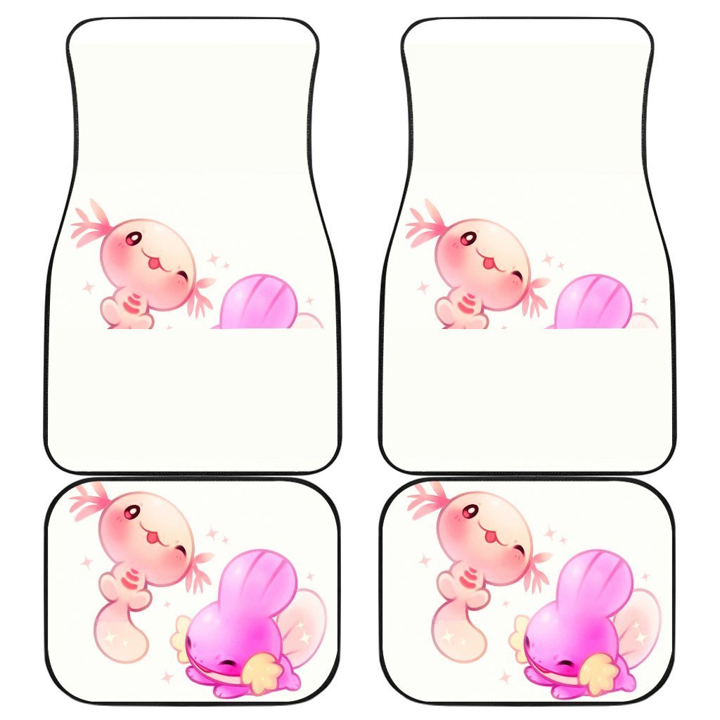 Coral Axolotl And Pokemon In Pink Theme Car Floor Mats