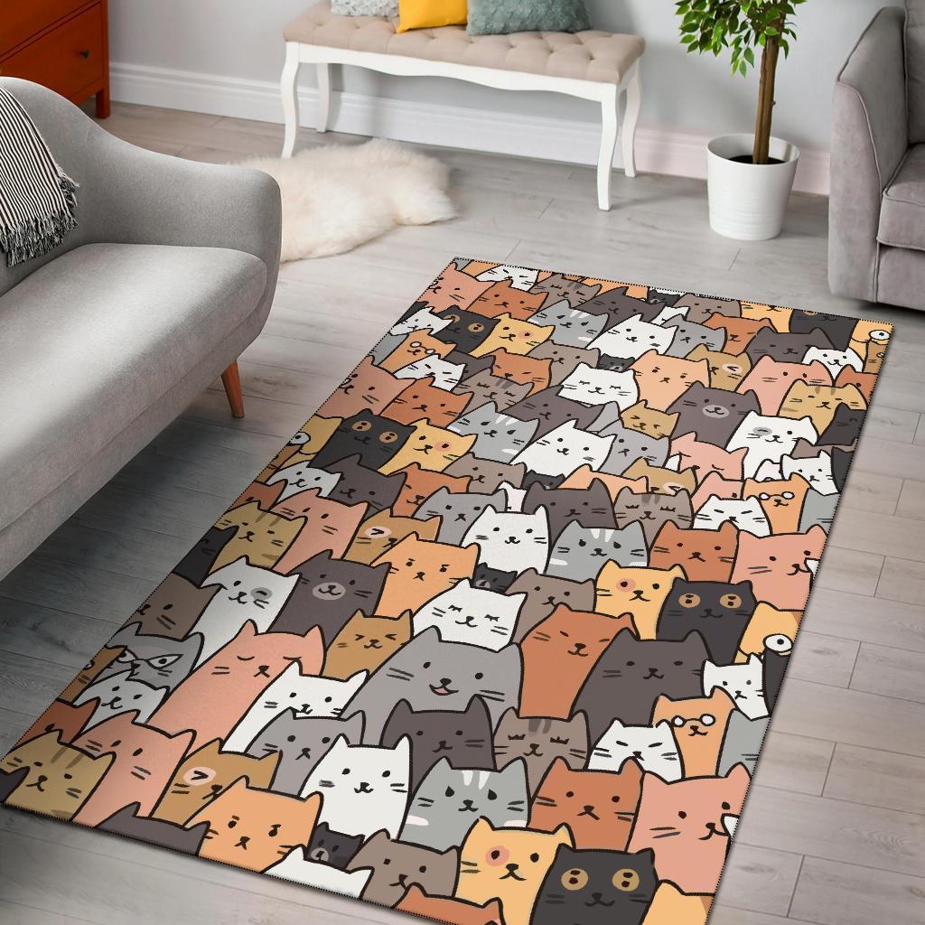 Cat Art Pattern Area Rug Carpet