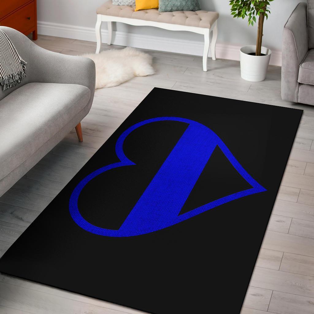 Thin Blue Line Heart Area Rug Carpet