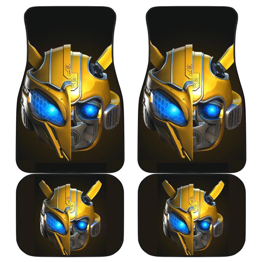 Bumble Bee Face Transformer In Dark Theme Car Floor Mats