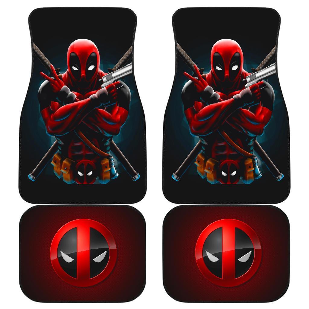 Deadpool With Guns Logo Car Floor Mats