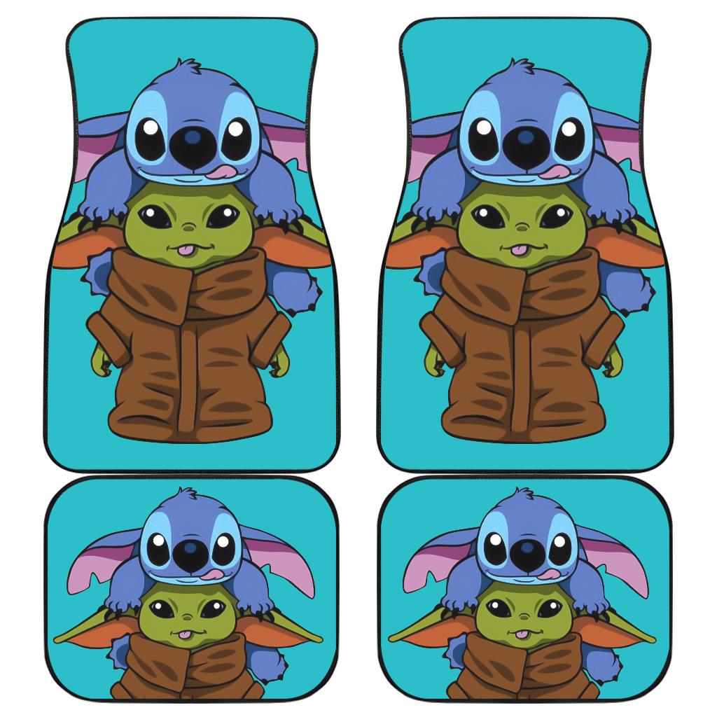 Baby Yoda And Stitch Car Floor Mats Movies Fan Gift